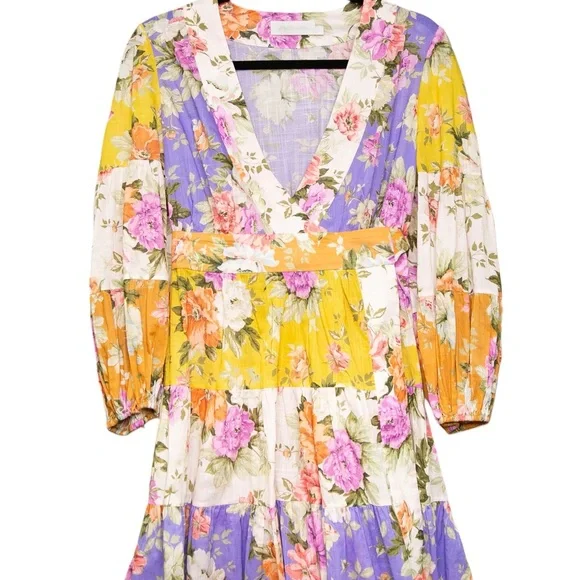 Zimmermann Floral Patchwork Midi Dress - Multicolor - Picture 3 of 6